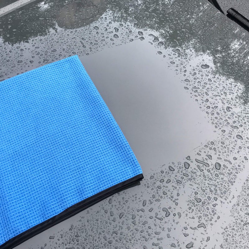 POLYTE Elite Microfiber Drying Towel (25x36, 2 Pack, Waffle, Blue) - Image 2